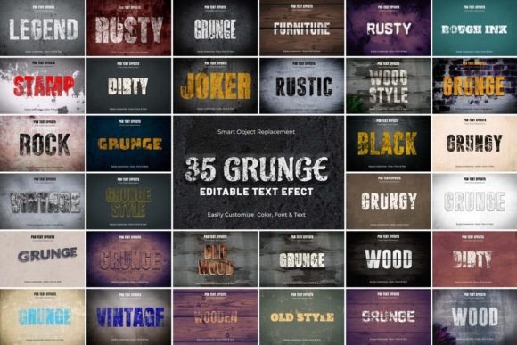 Editable Grunge Text Effect Bundle: 35 Professional Styles for 2023