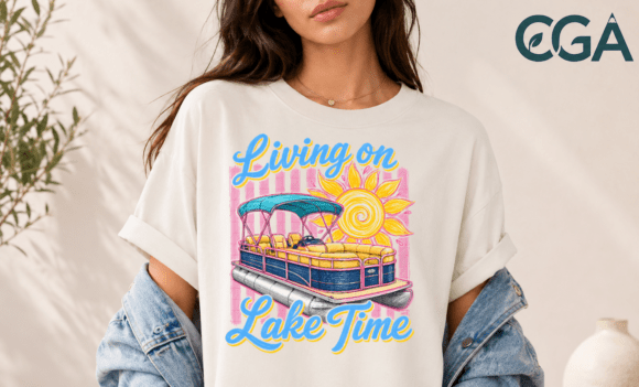 Living on Lake Time: A Pontoon Boat Graphic for Summer Brands